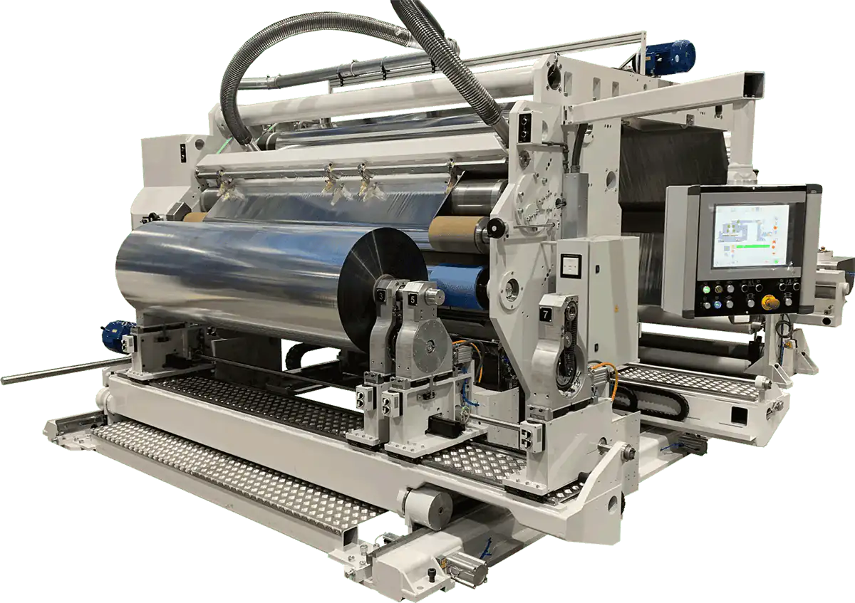 Full Width Rewind Of Metallised Films | ASHE Converting Equipment Full Width Rewind Of Metallised Films