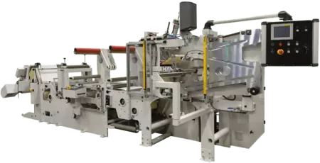 Línea de conversión completa con rebobinado de torreta sin cola y carga automática de núcleos