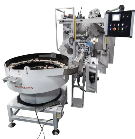 Rebobinador de torreta en línea con alimentador y carga automática de núcleos